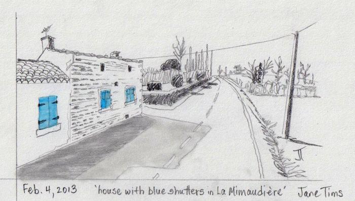 'house with blue shutters in La Mimaudiere'