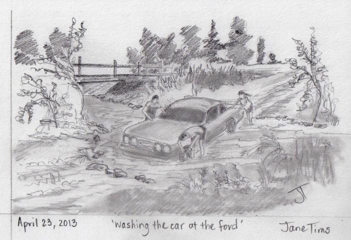 'washing the car at the ford'