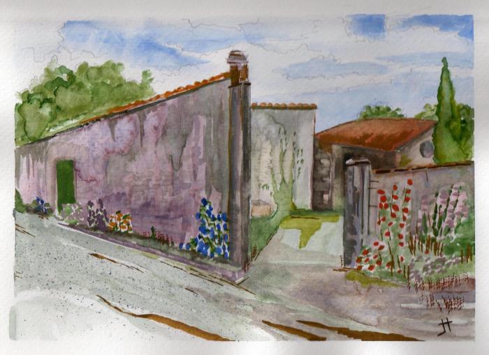 'walled courtyard in La Flotte'  