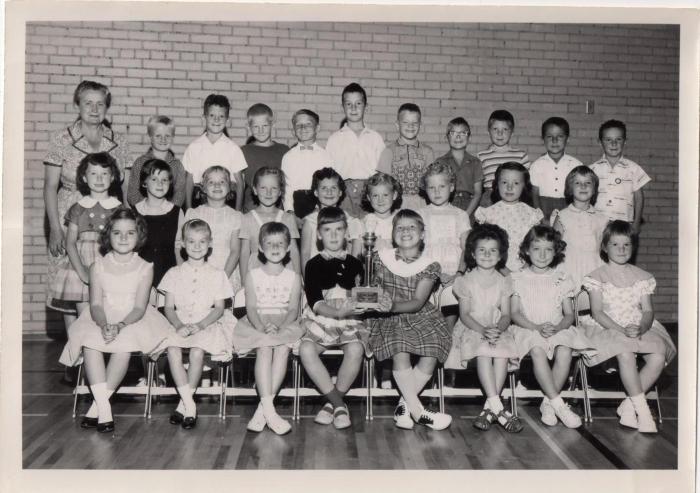 Mrs. McDonald's Grade One class (I am first left in bottom row; Mrs. McDonald is at upper left)