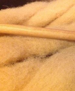 wool roving dyed with Meadowsweet
