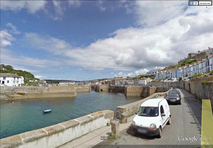 the fortified harbour of Porthleven (image from Street View)