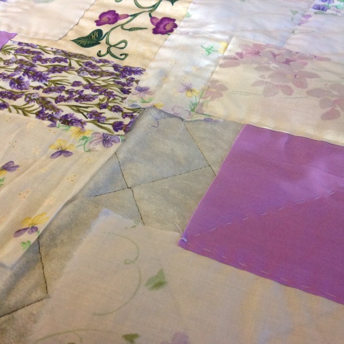 patches go on in a random pattern, wherever they seem to fit