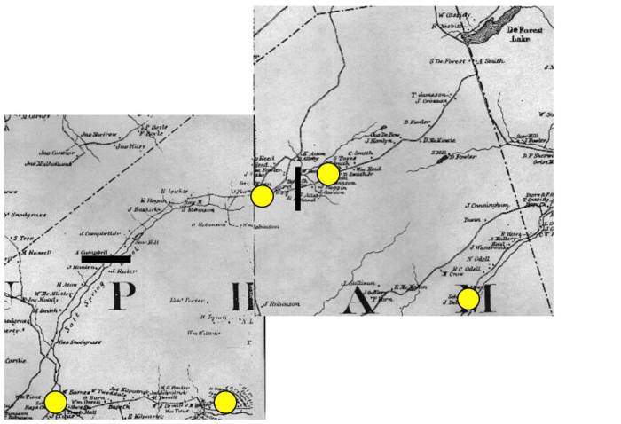 location of schools near Salt Springs, Kings County, New Brunswick in 1886