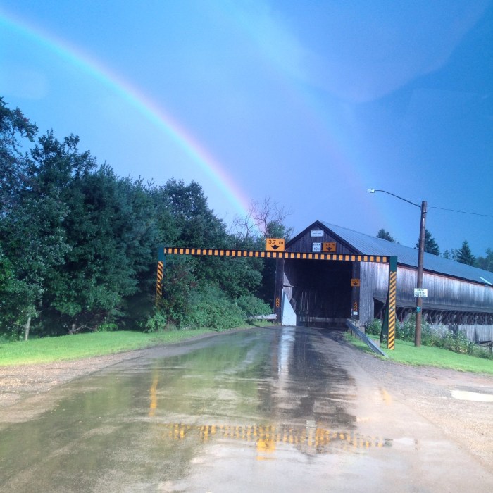 double rainbow over the Rusagonis #2 Covered Bridge in Rusagonis August 19, 2016